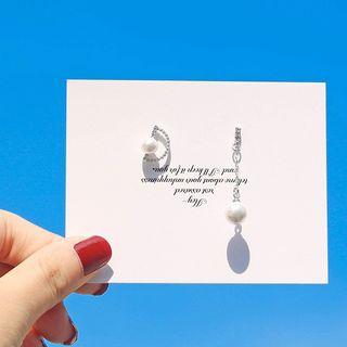 Faux Pearl Non-matching Earring Silver - One Size