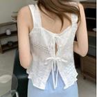 Eyelet Lace Open Back Tank Top