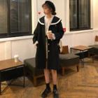 Sailor Collared Single Breasted Coat Black - One Size
