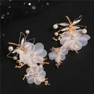 Wedding Rhinestone Beaded Hair Clip 1 Pair - As Shown In Figure - One Size