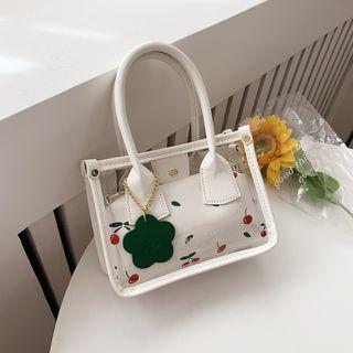 Set: Pvc Crossbody Bag + Cherry Print Pouch