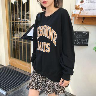 Letter-print Loose-fit Pullover Black - One Size
