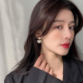 Faux Pearl Love Heart Earring As Shown In Figure - Golden