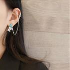 Alloy Astronaut Chained Earring 1 Pair - Aqua Blue & Silver - One Size