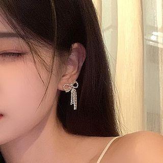 Sterling Silver Fringed Ribbon Stud Earring 1 Pair - 925 Silver Stud - Gold - One Size