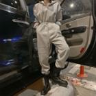 Hooded Zip-up Napped Jumpsuit