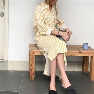 Stripe Dip-back Shirtdress Yellow - One Size