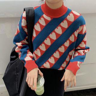 Heart Patterned Cardigan As Shown In Figure - One Size