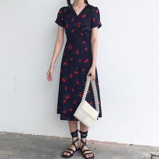 Cherry Short-sleeve Midi A-line Dress