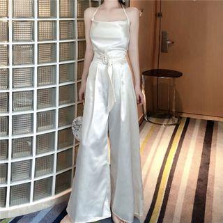 Halter Satin Top / Wide-leg Pants