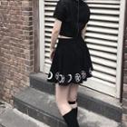 Moon Print A-line Skirt Black - One Size