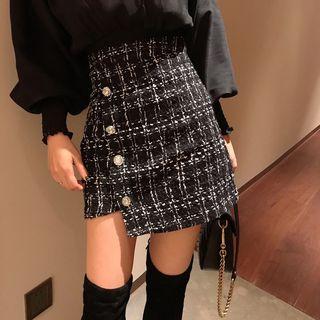 Tweed A-line Wrap Skirt