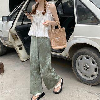 Ruffled Camisole Top / Tie-dyed Wide-leg Pants
