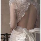 Stand Collar Long Sleeve Embroidered Open Back Wedding Gown