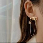 Lettering Crown Chained Alloy Earring 1 Pair - Gold - One Size