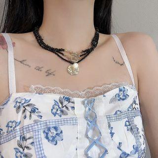 Pendant Faux Pearl Faux Crystal Layered Choker Set Of 3 - Black - One Size