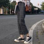 Cropped Plaid Straight-fit Pants