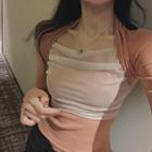 Long-sleeve Square-neck Top As Shown In Figure - One Size