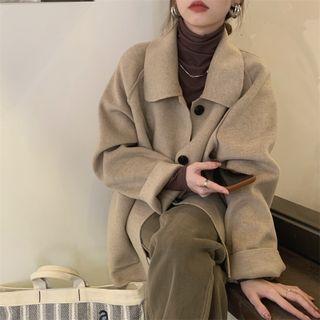 Collared Button Coat Oatmeal - One Size
