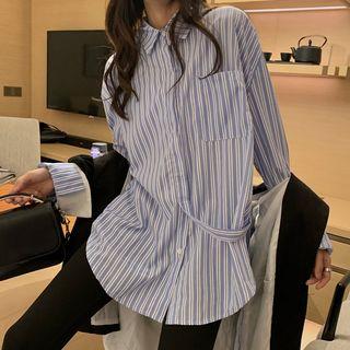 Long-sleeve Scallop-hem Shirt