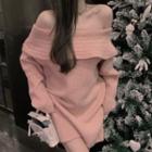 Cold Shoulder Sweater Dress Light Pink - One Size