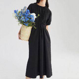 Puff Sleeve Two Way Plain Dress