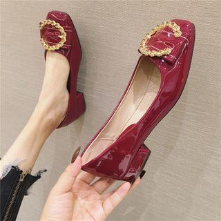 Low Heel Hoop Accent Patent Pumps