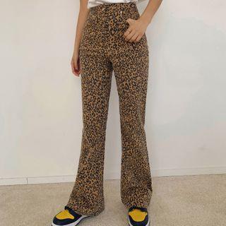 High-waist Leopard Boot-cut Pants