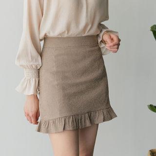 Frilled-hem Checked A-line Skirt