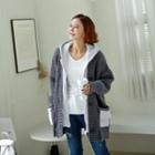 Hooded Layered Cable-knit Cardigan