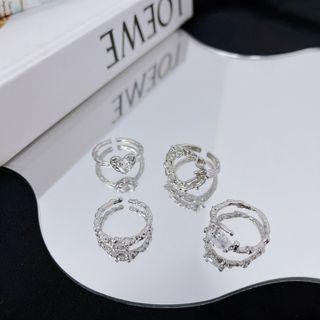 Rhinestone / Textured Alloy Open Ring (various Designs)