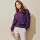 Round-neck Puff-sleeve Sweater