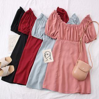 Tie-back Wide-neck Mini Dress