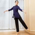 3/4-sleeve Mandarin Collar Dance Top / Wide-leg Pants / Set