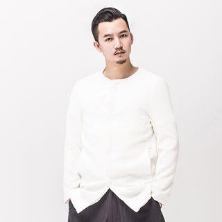Chinese-style Collarless Long Shirt