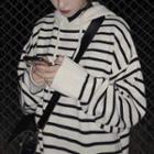 Striped Knit Hoodie As Shown In Figure - One Size