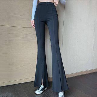 Front-slit Boot-cut Pants