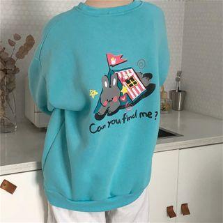 Rabbit Print Round-neck Sweater