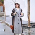 Color Panel Collared Long Woolen Coat