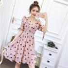 Heart Short-sleeve A-line Chiffon Dress