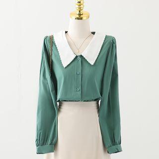 Two Tone Button-up Oversize Shirt