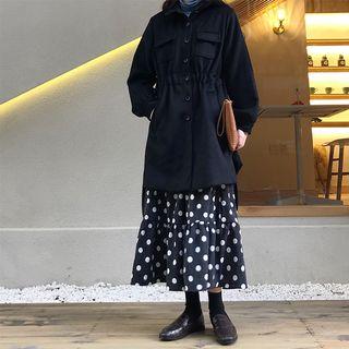 Drawstring-waist Jacket Black - One Size