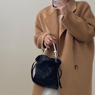 Faux Pearl Mesh Crossbody Bag Black - One Size