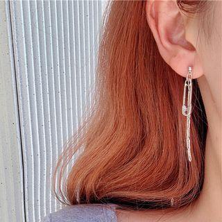 Safety Pin Alloy Fringed Earring 1 Pair - S925 Silver - Silver - One Size