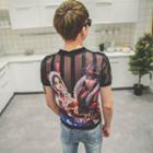 Printed Sheer Short Sleeve T-shirt