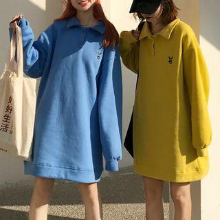 Mock-neck Oversized Placket Sweatshirt