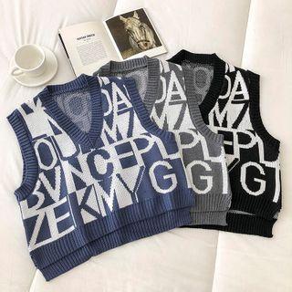 V-neck Asymmetrical Sleeveless Knit Vest
