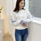 Striped Slit-sleeve Sweatshirt