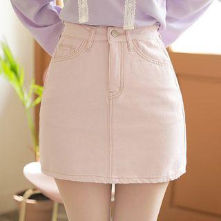 Pastel-color Stitched Miniskirt