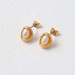 Faux-pearl Ear Studs Gold - One Size